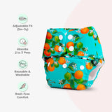 BASIC Cloth Diaper (Peaches) + Quick Dry Mat - (M) (Breezy Blue)