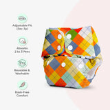 Peach Geometric - BASIC Cloth Diaper, New & Improved with EasySnap & Quick Dry UltraThin Pad