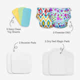 UNO Cloth Diaper Starter Kit (Periwinkle-Ikat Chevron)