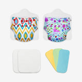 UNO Cloth Diaper Starter Kit (Periwinkle-Ikat Chevron)