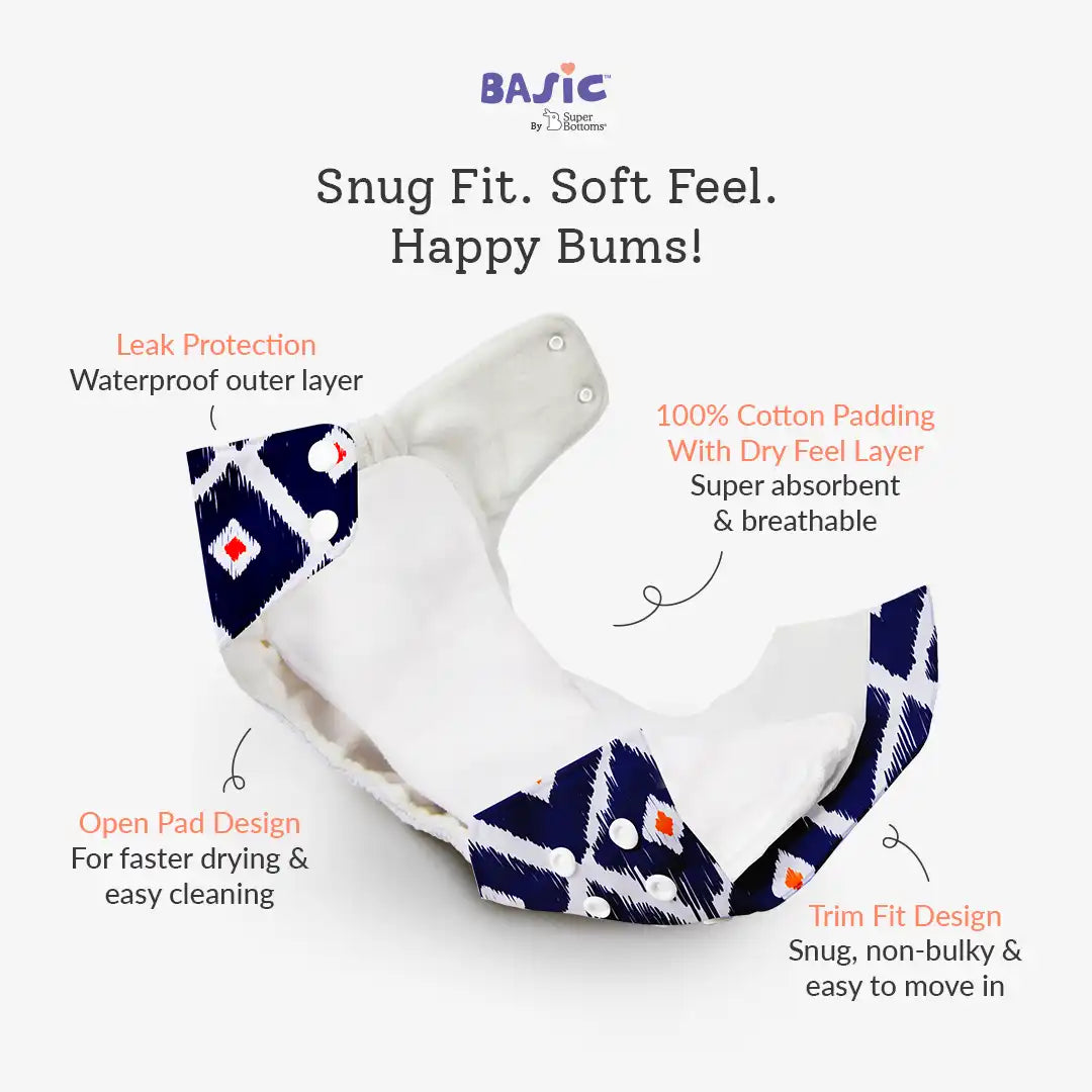 BASIC Cloth Diaper Pack of 2 (Hearts & Tie n Dye)