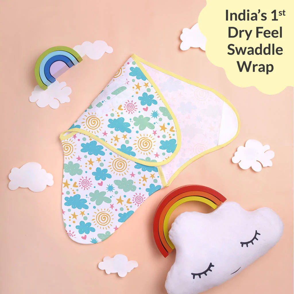 Dry Feel Swaddle Wrap - Happy Clouds