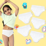 Pack of 5 Girl Briefs with Stickers - White
