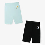 Cycling Shorts for Girls - Pack of 2 (Black Mint Green)
