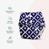Pack of 5 BASIC Diaper, New & Improved with EasySnap & Quick Dry UltraThin Pad - (5 Shell + 5 Pads) - No Print Choice