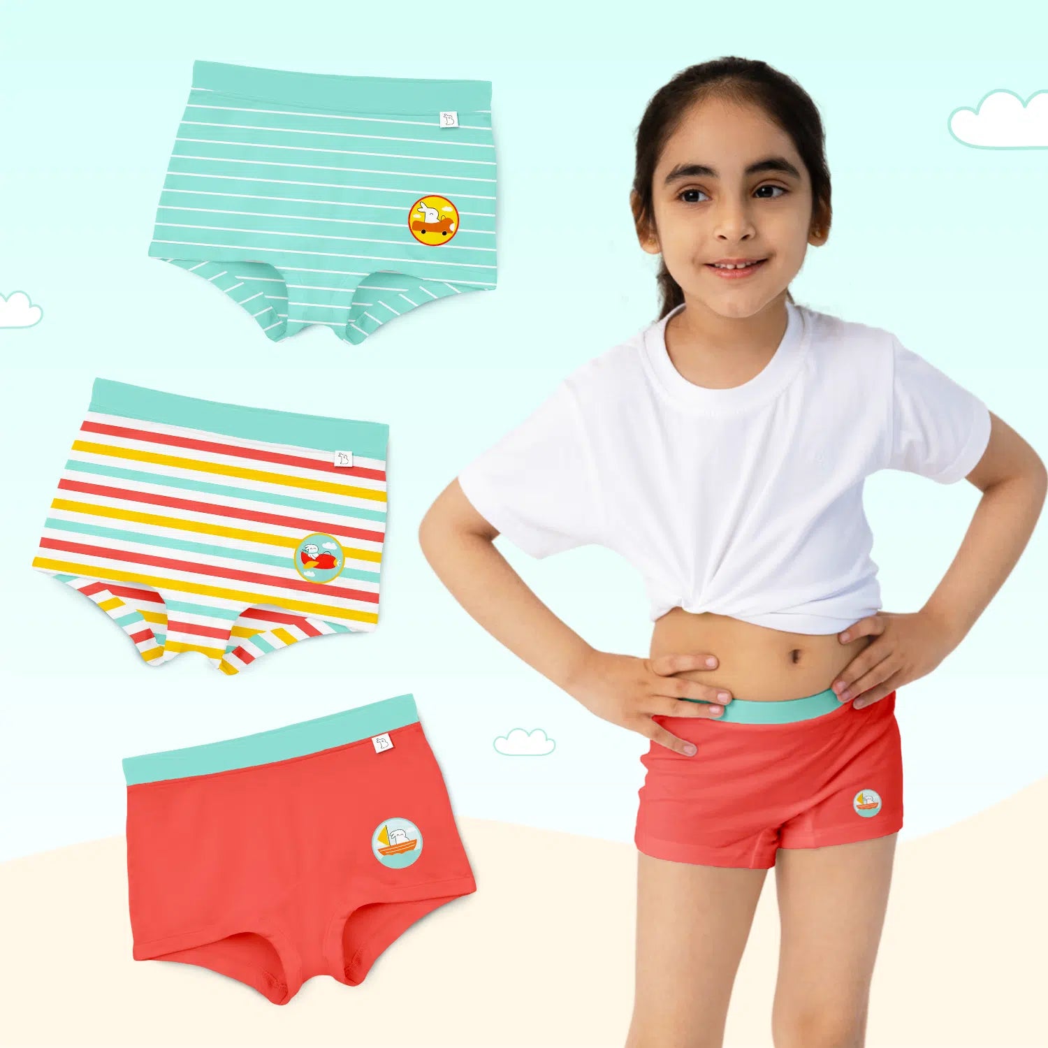 Supersoft Girls Boyshorts (Cloudloom) Pack of 3
