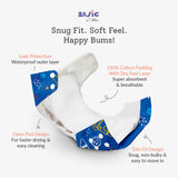 Pack of 7 BASIC Diaper, New & Improved with EasySnap & Quick Dry UltraThin Pad - (7 Shell + 7 Pads) - No Print Choice