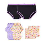 2 Period Underwear + 4 Cloth Pads + Free Wet Pouch
