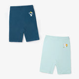 Cycling Shorts for Girls - Pack of 2 (Navy Blue Mint Green)