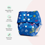 BASIC Cloth Diaper (Space Rocket) with EasySnap Quick Dry Pad