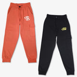 SuperBottoms Premium Joggers for Kids - Pack of 2 (Black & Orange)