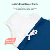Adjustable Diaper Pants with Drawstrings - Blue