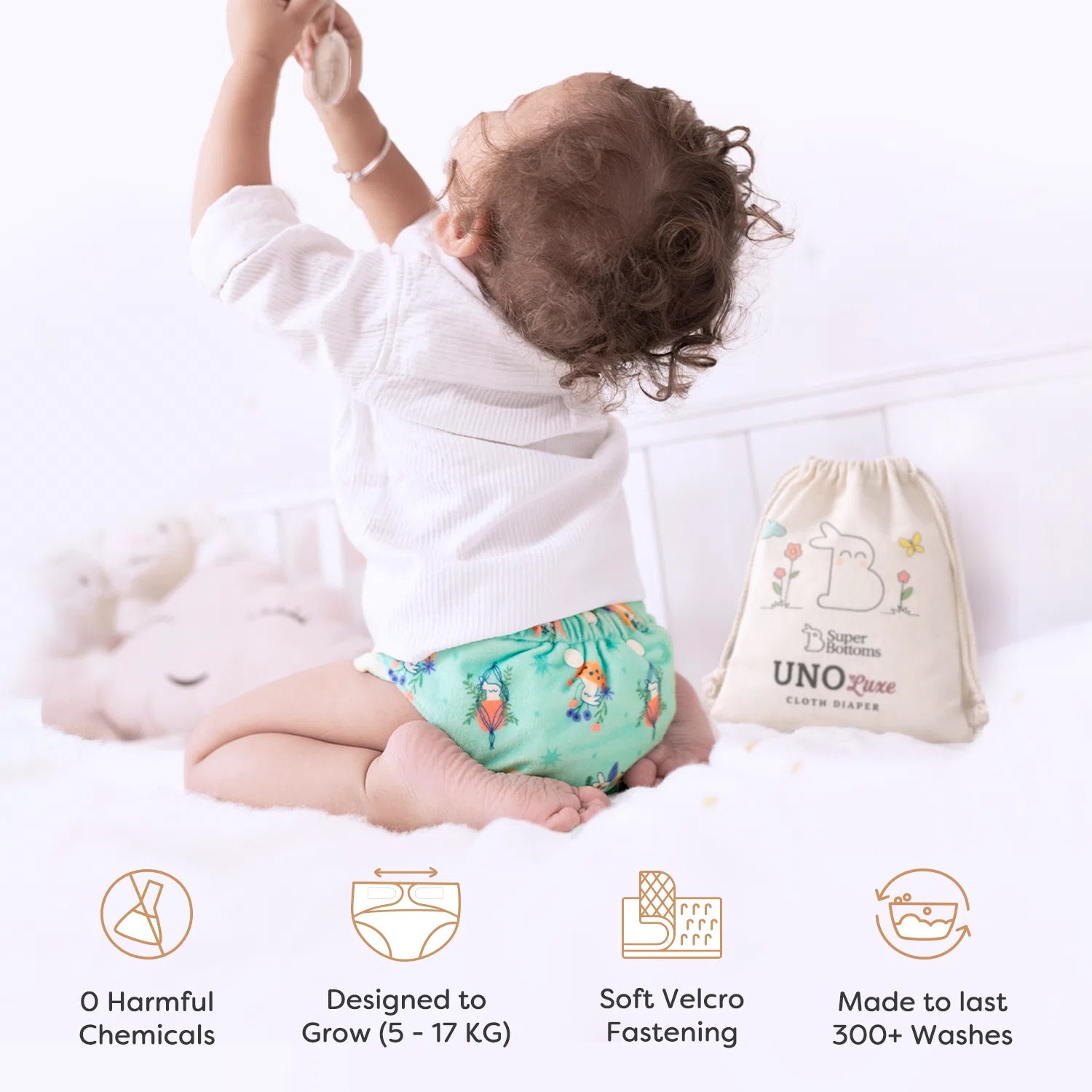 UNO Luxe Cloth Diaper & Soaker Set (Dry Feel Pad + Booster) - Hello Bummy