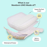 4 Newborn UNO Cloth Diaper + 40 Wet Wipes