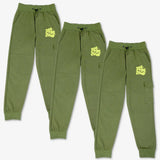 SuperBottoms Premium Joggers for Kids - Pack of 3 (Olive Green)
