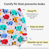 Adjustable Diaper Pants with Drawstrings + 6 Padded Underwear Combo