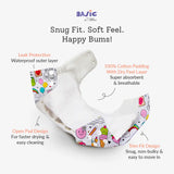 BASIC Cloth Diaper (Doodles) with EasySnap Quick Dry Pad