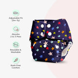 BASIC Cloth Diaper, New & Improved with EasySnap & Quick Dry UltraThin Pad - Bluestar