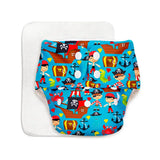 Pirate - BASIC Cloth Diaper, New & Improved with EasySnap & Quick Dry UltraThin Pad