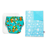 BASIC Cloth Diaper (Peaches) + Quick Dry Mat - (M) (Breezy Blue)