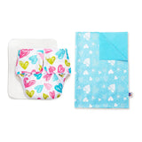 BASIC Cloth Diaper (Heart) with Changing Mat (S) Breezy Blue