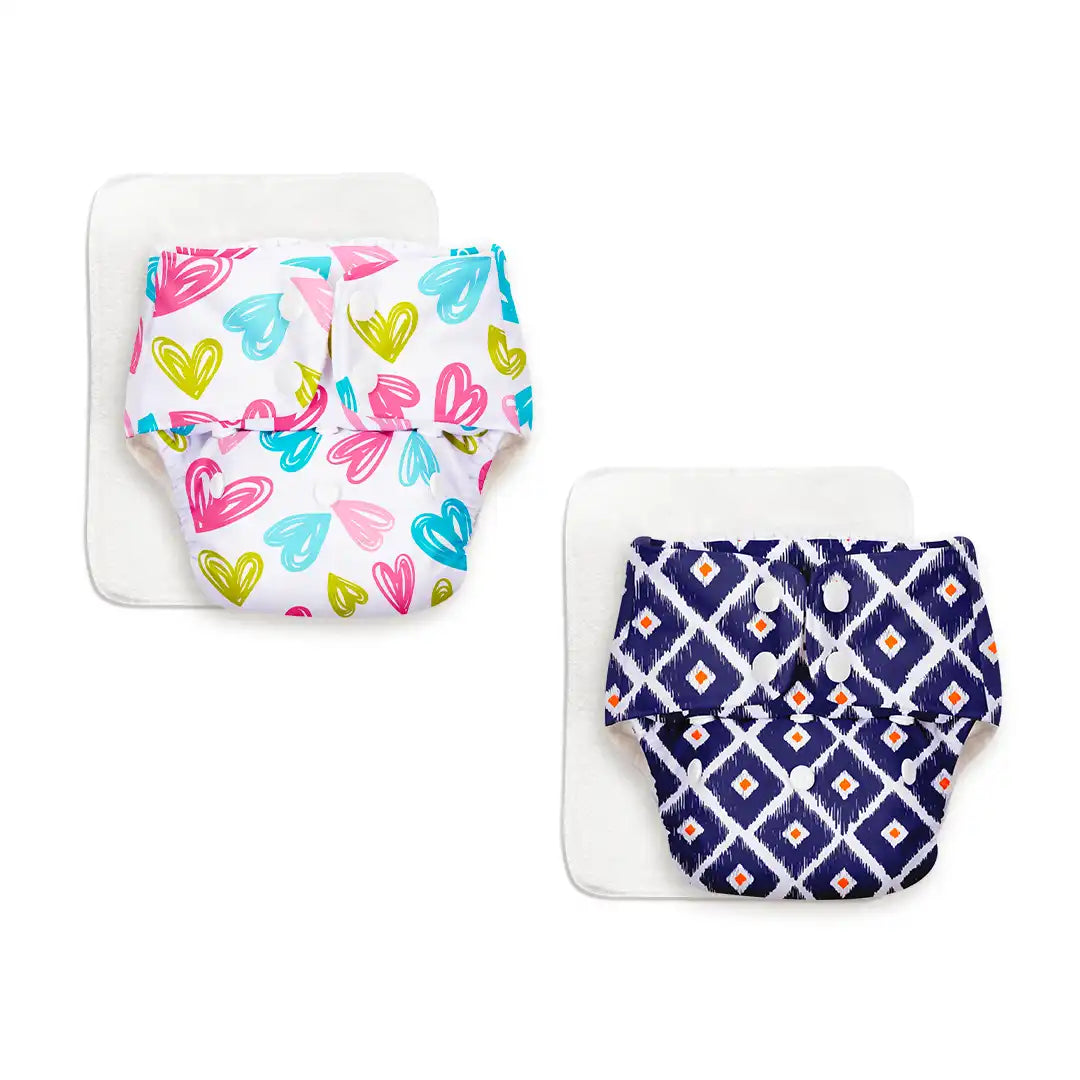 BASIC Cloth Diaper Pack of 2 (Hearts & Tie n Dye)