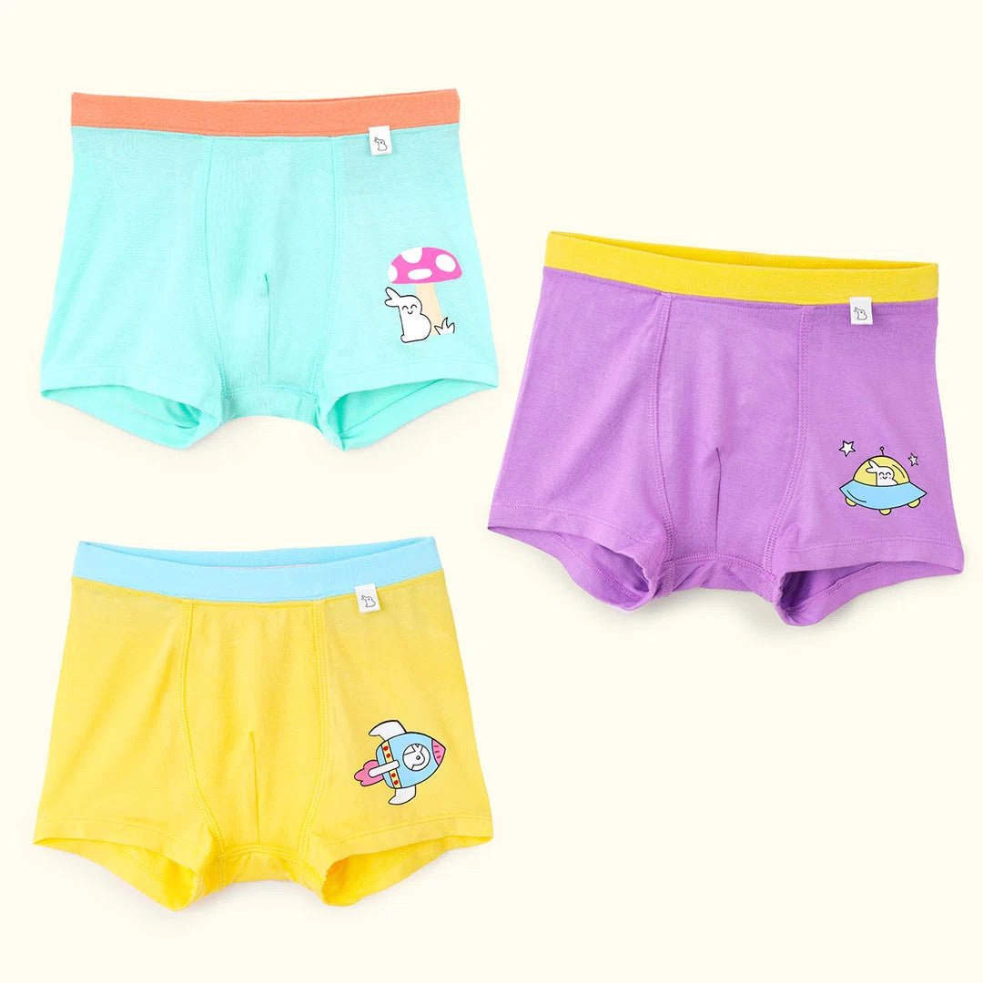 Pack of 3 Boy Trunks - Mushroom Magic, Comet Cuddles & Supersonic