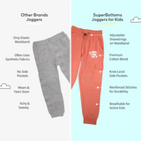 SuperBottoms Premium Joggers for Kids - Pack of 3 (Orange)