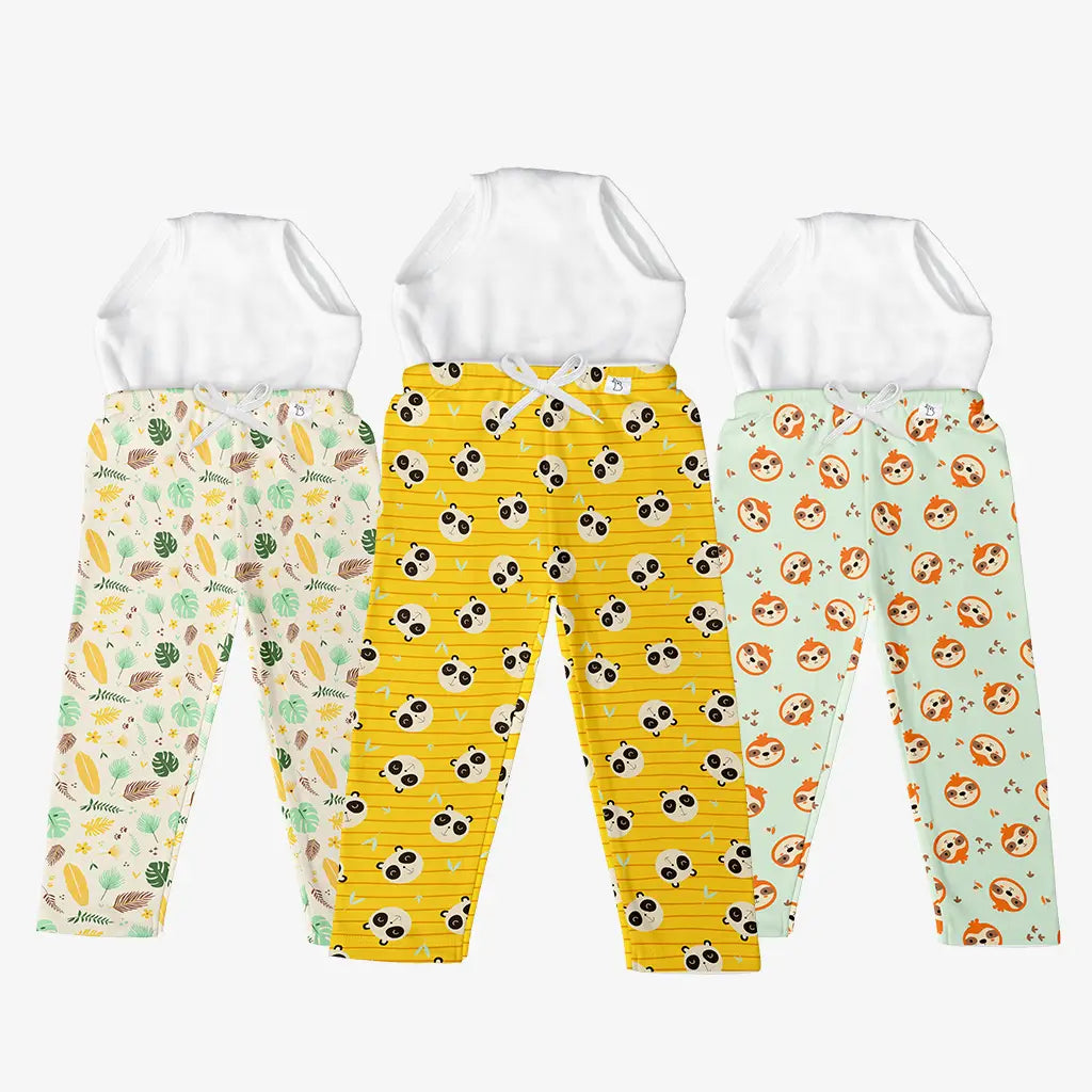 Pack of 3 Adjustable Diaper Pants with Drawstrings - Jungle Jam