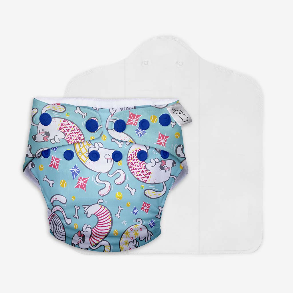 UNO Regular Cloth Diaper with only Dry Feel Pad (No Booster) - Paw-sitively Happy