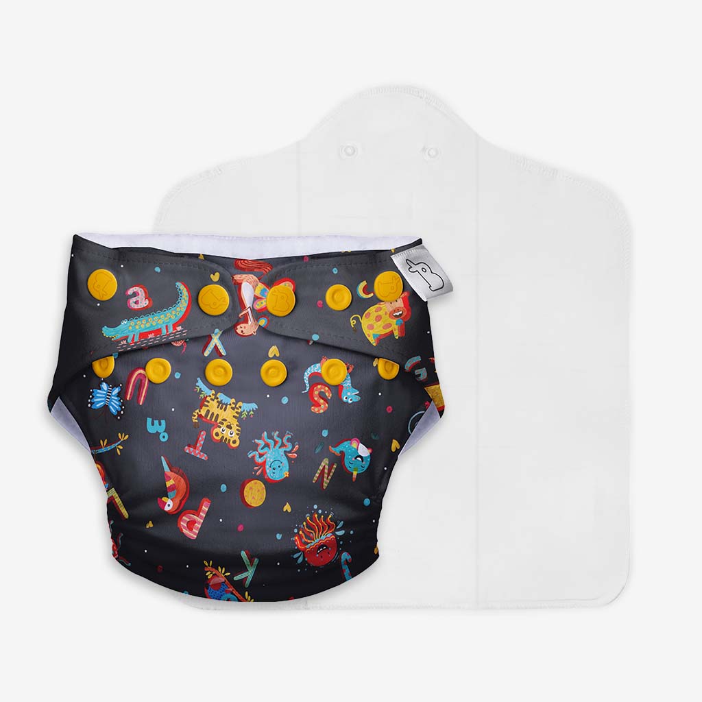 UNO Regular Cloth Diaper with only Dry Feel Pad (No Booster) - A for Animal