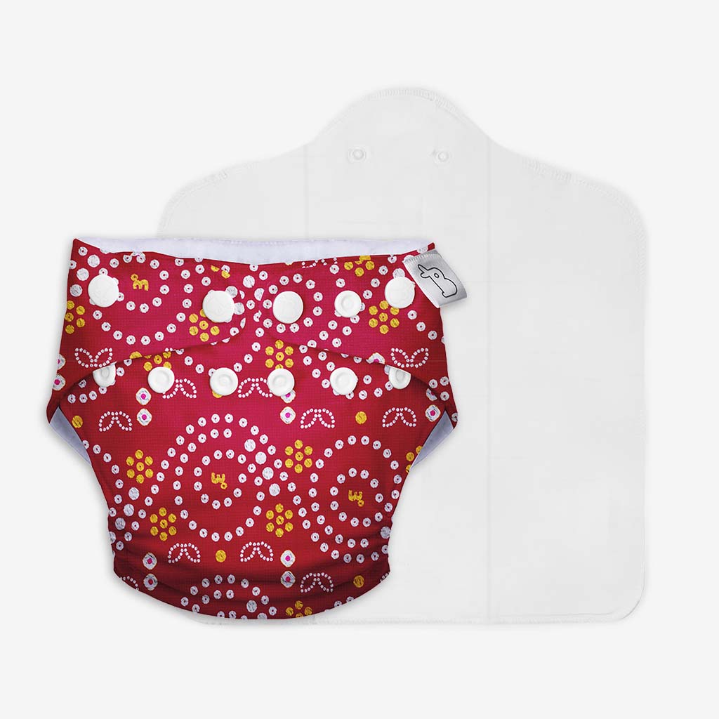 UNO Regular Cloth Diaper with only Dry Feel Pad (No Booster) - Bandhani