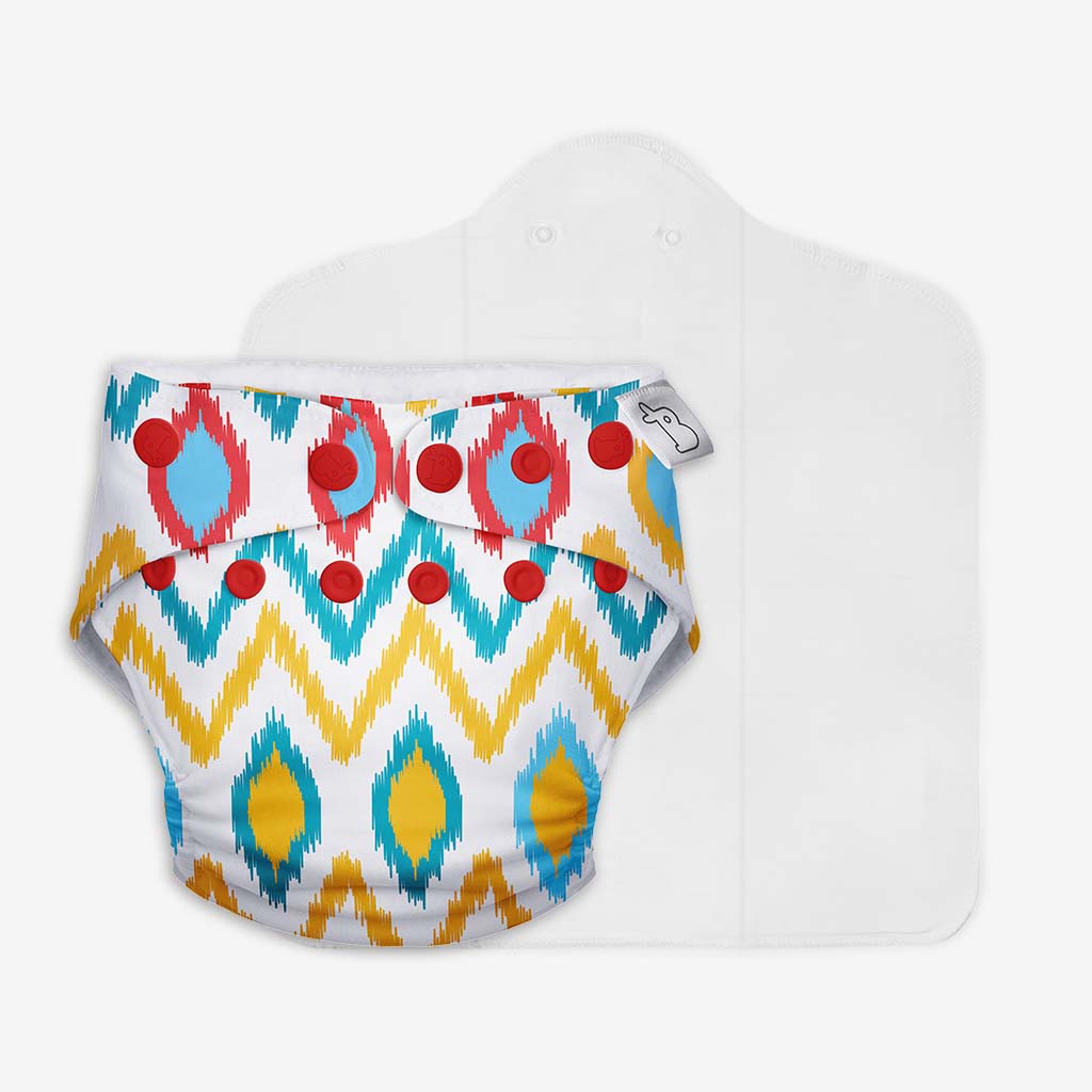 UNO Regular Cloth Diaper with only Dry Feel Pad (No Booster) - Ikat Chevron