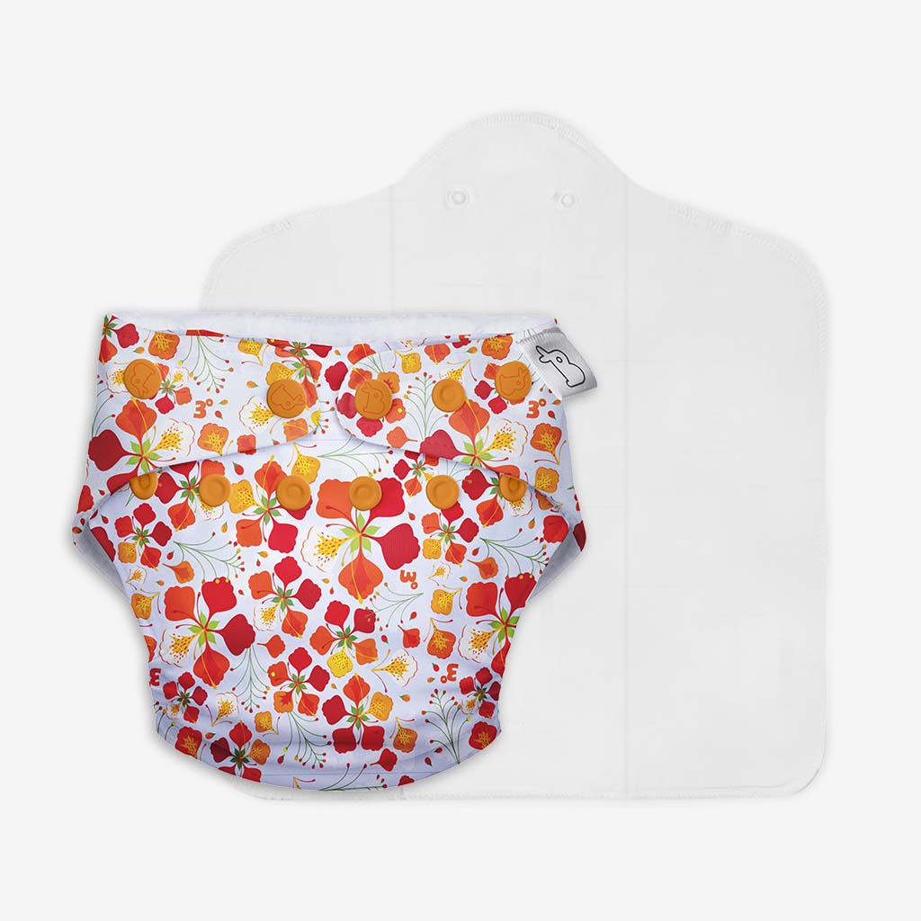 UNO Regular Cloth Diaper with only Dry Feel Pad (No Booster) - Gulmohar