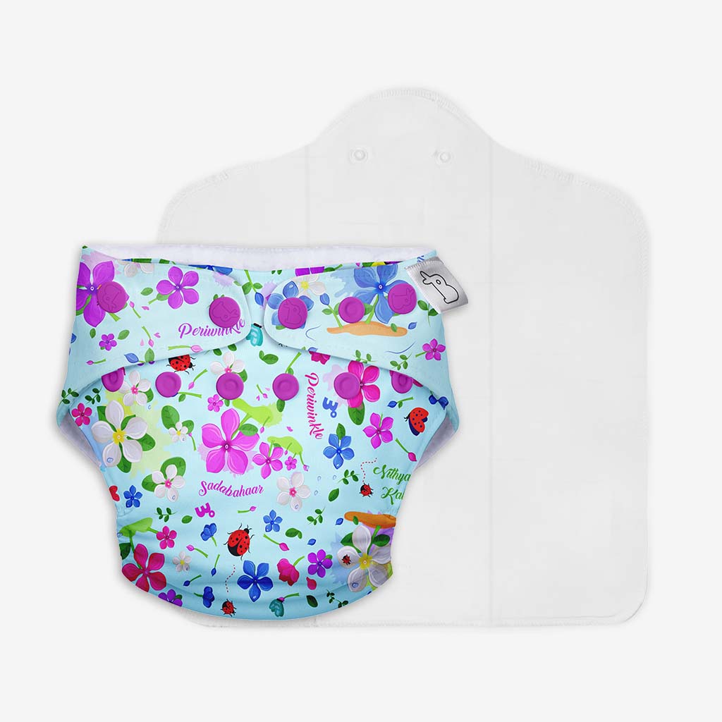 UNO Regular Cloth Diaper with only Dry Feel Pad (No Booster) - Periwinkle