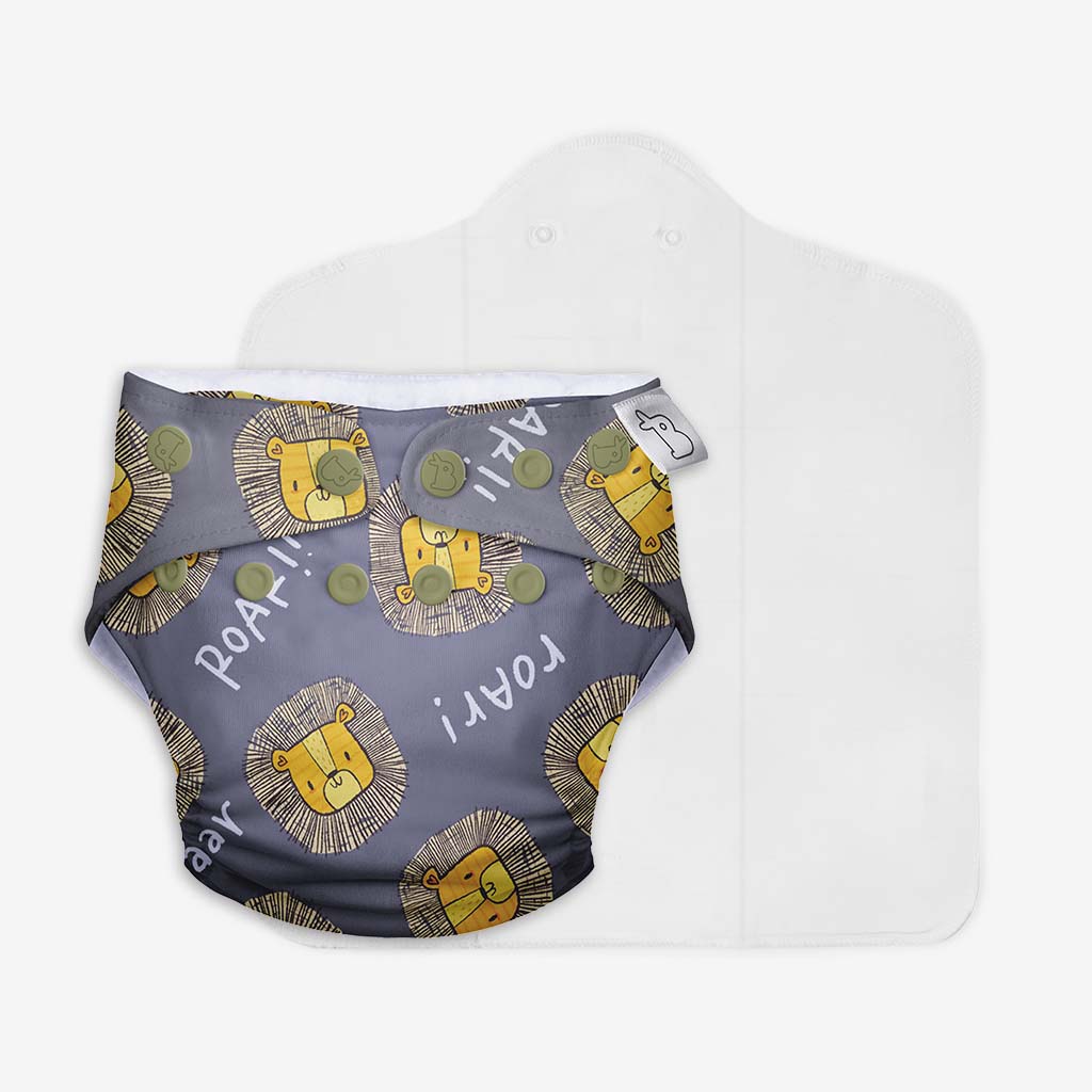 UNO Regular Cloth Diaper with only Dry Feel Pad (No Booster) - I'm Roar-some