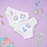 Pack of 5 Girl Briefs with Stickers - White