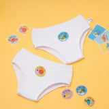 Pack of 5 Girl Briefs with Stickers - White