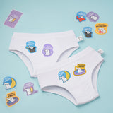 Pack of 5 Girl Briefs with Stickers - White