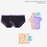 Period Underwear 2 Pack (Black) + 2 Cloth Pads
