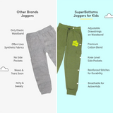 SuperBottoms Premium Joggers for Kids - Pack of 2 (Olive Green & Orange)