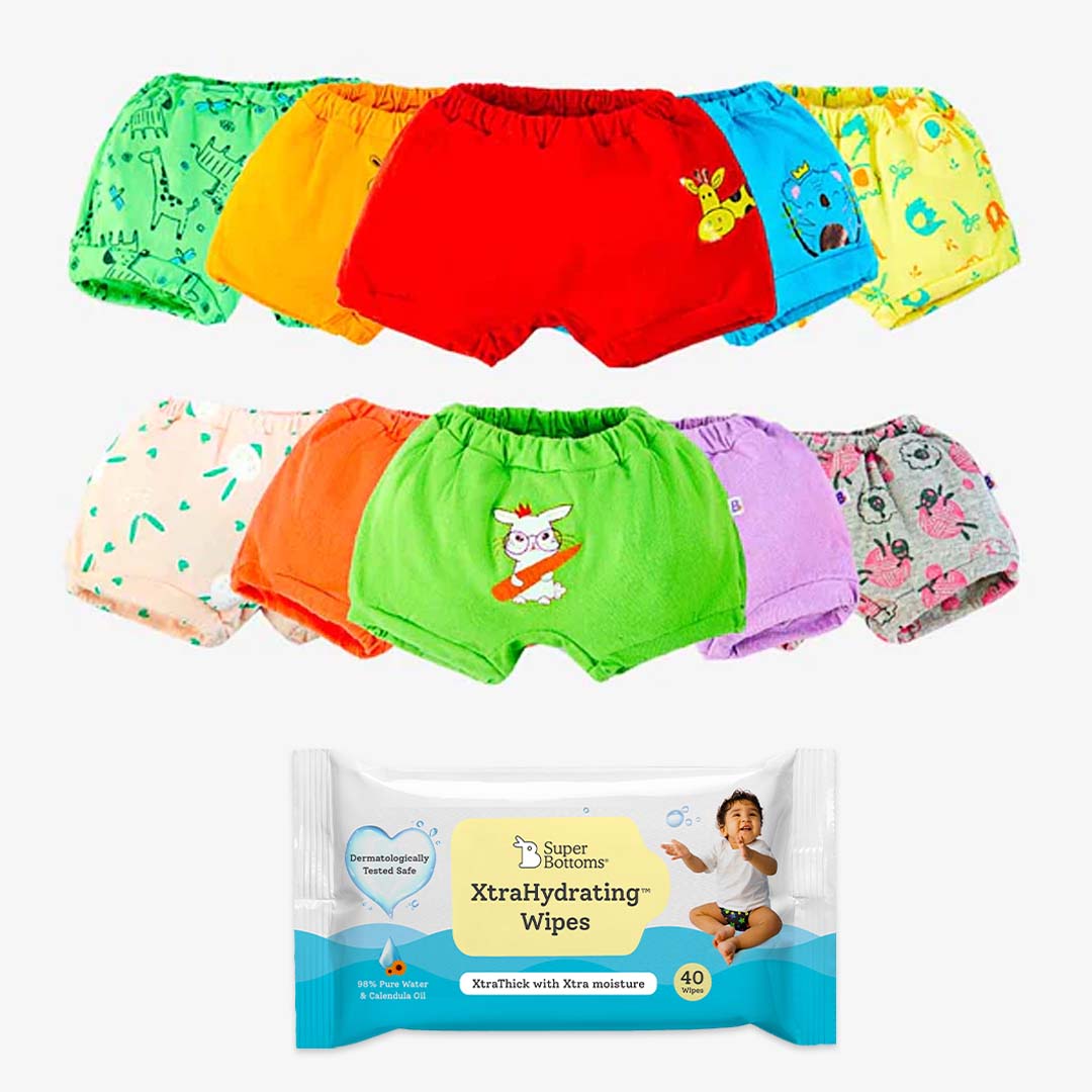 Basic Bloomers Pack of 10 with Wipes 40s Pack