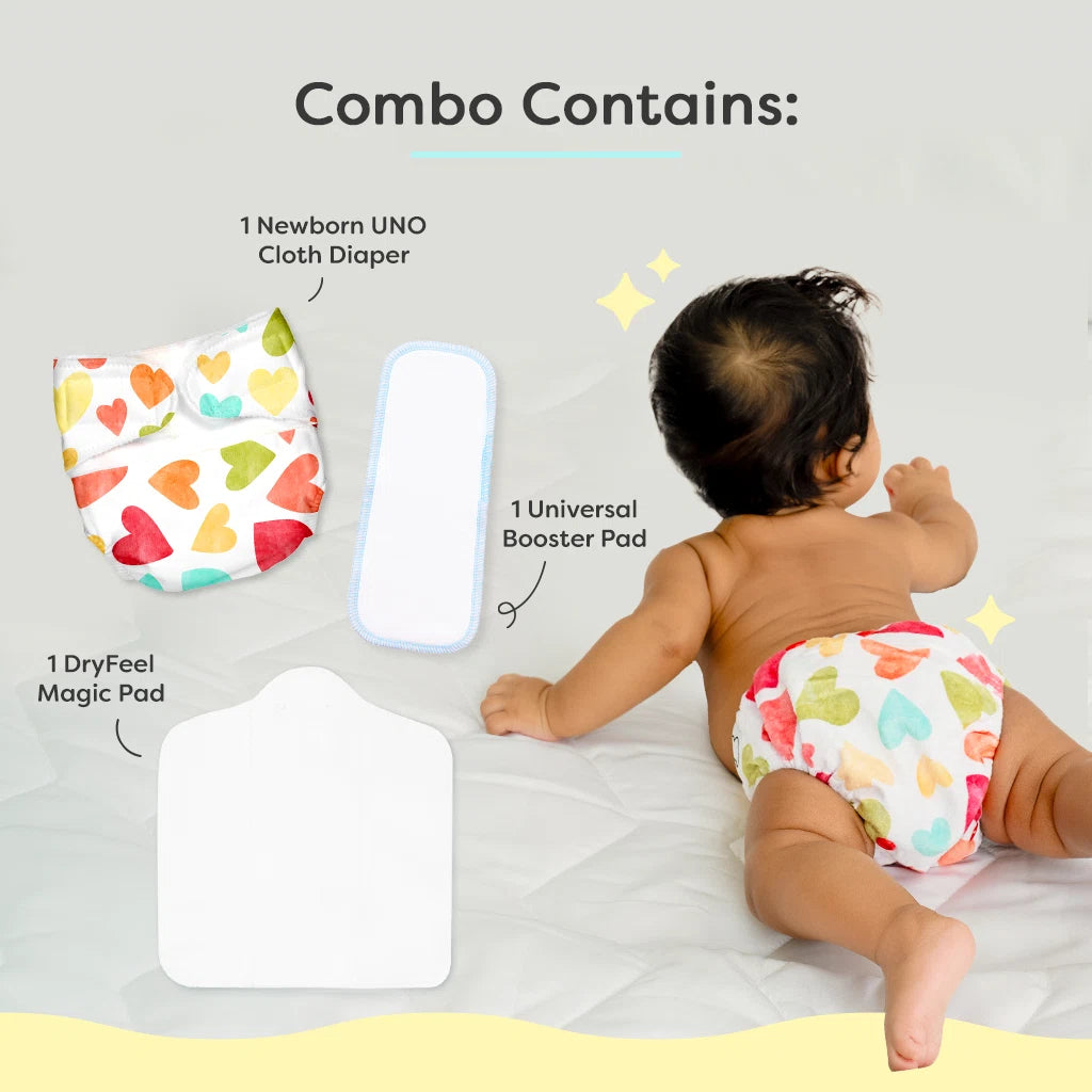 Newborn Cloth Diaper Combo with DryFeel Pad