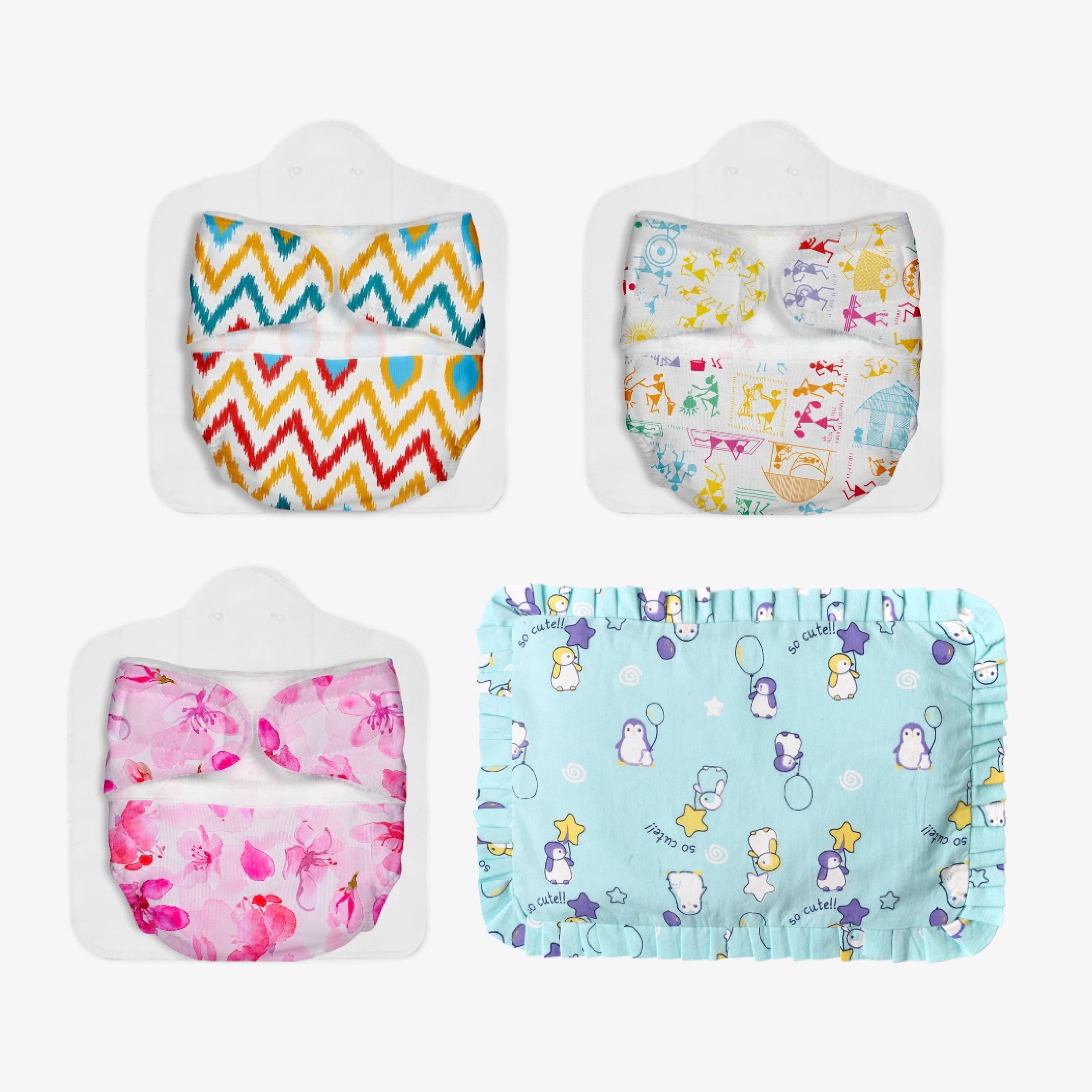 3 Newborn UNO Cloth Diaper + 1 Mustard Seed Pillow