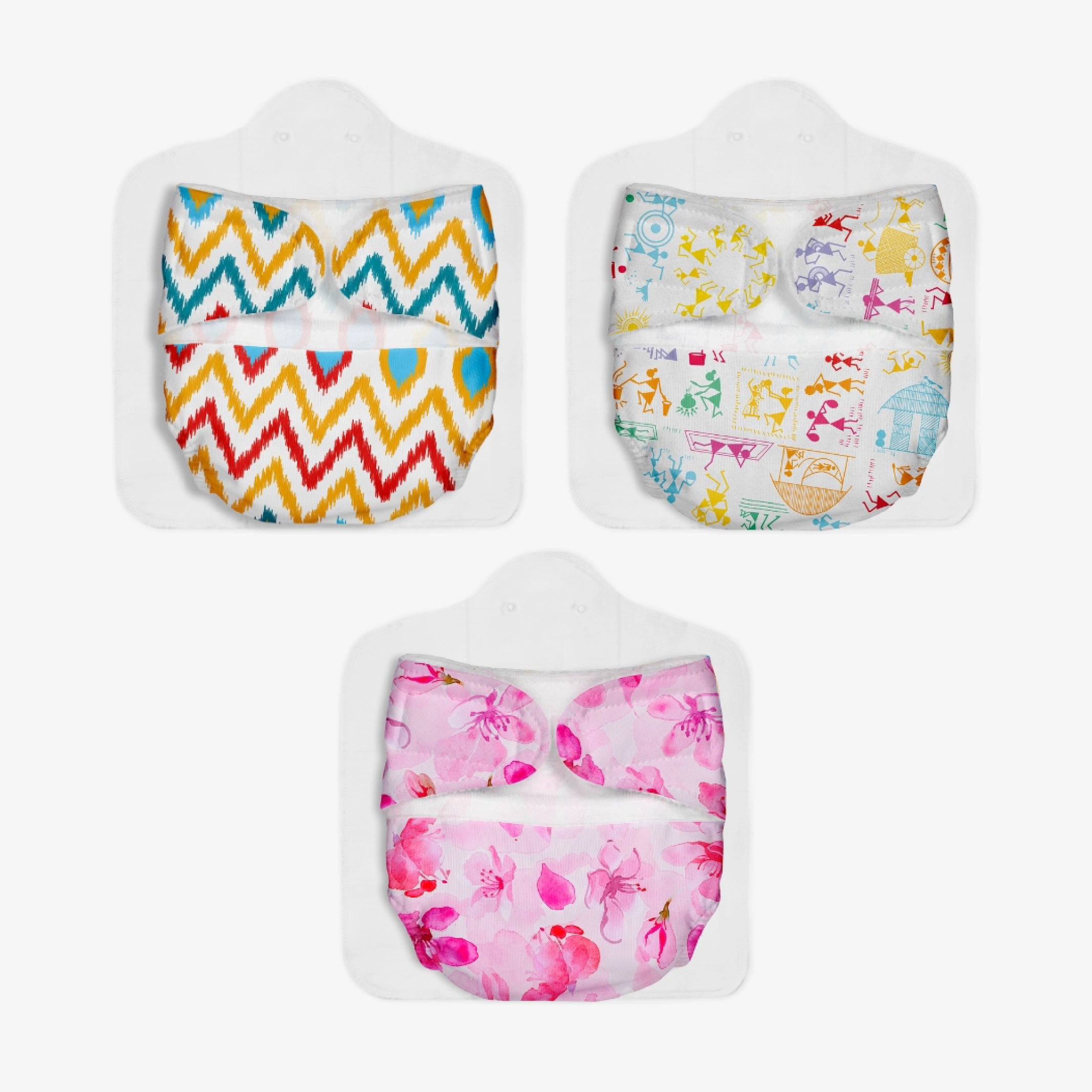 Ikat Chevron - Cherry Blossom - Warli White