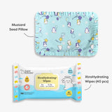Mustard seed pillow (Little Pingu) and XtraHydrating® Wipes - 40 pack