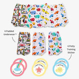 Padded Underwear pack of 6 + 6 Potty Training Colour Changing Stickers