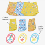 Padded Underwear pack of 6 + 6 Potty Training Colour Changing Stickers
