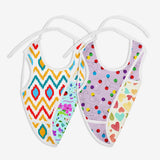 Pack of 2 Waterproof Cloth Bib (Ikat Chevron - Periwinkle + Fairy Lights - Baby Hearts)
