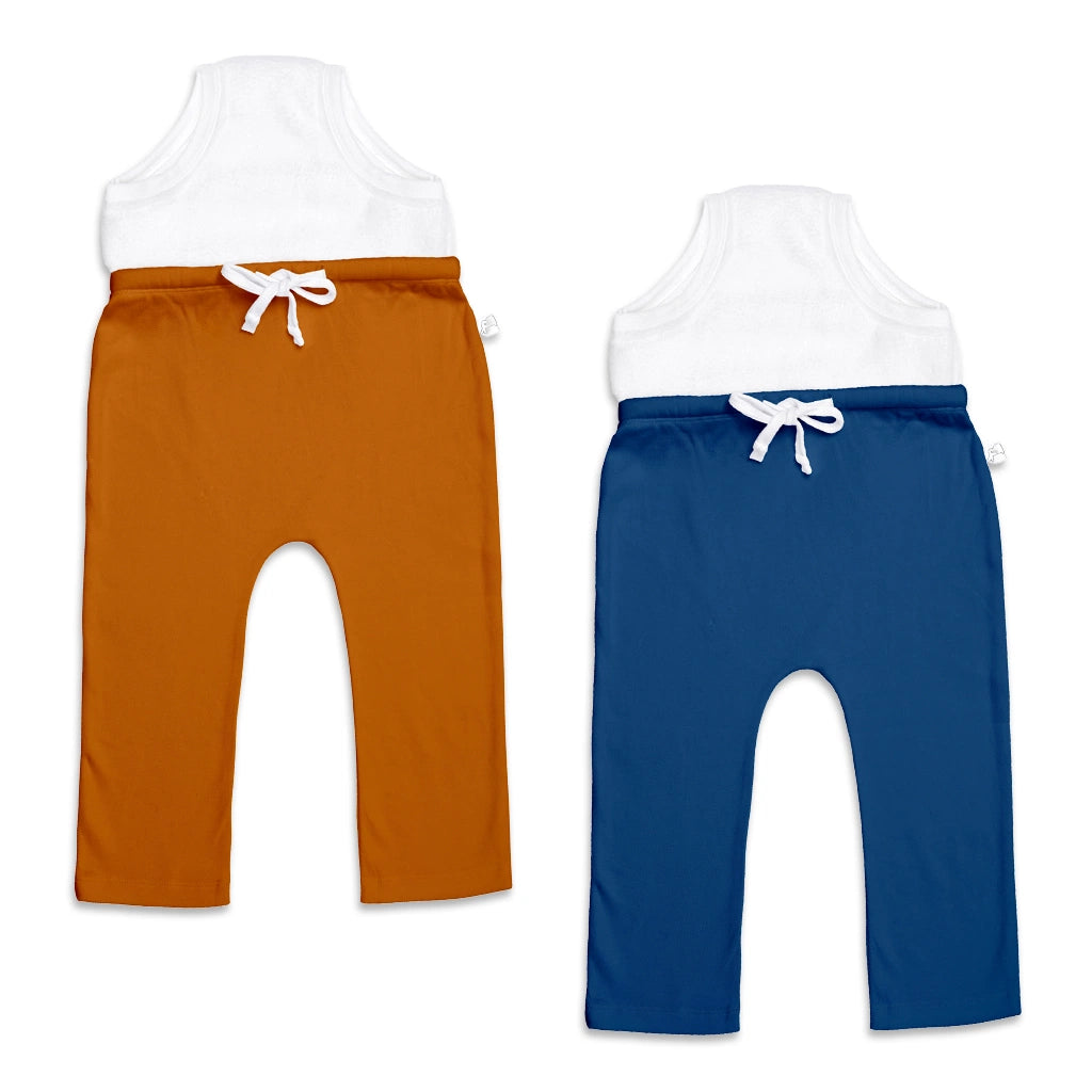 Pack of 2 Adjustable Diaper Pants with Drawstrings - Brown & Blue